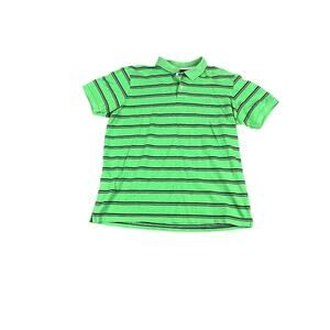 Chaps Men's Green Black Striped Short Sleeve Polo Shirt Size M